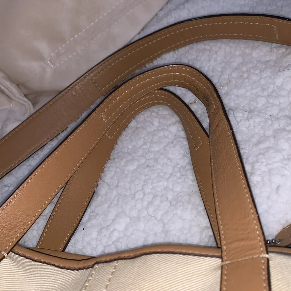 Coach Hadley Variegated coral and beige striped coach tote
